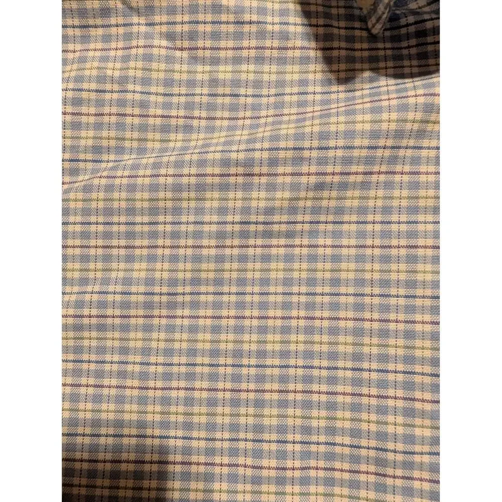 Stafford Tailored Culture Cool Max Mens Large Reg Fit Button Up Plaid Pattern